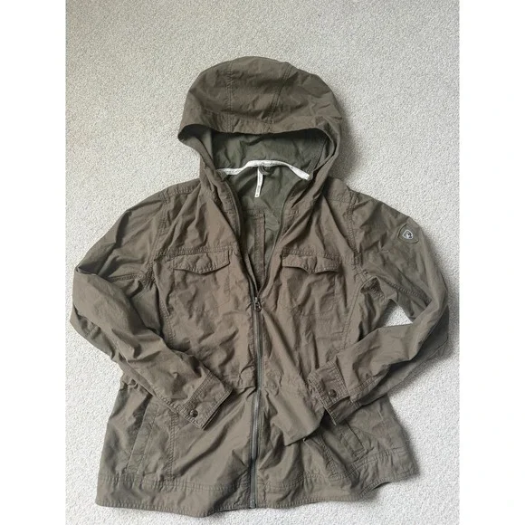 KUHL Stryka Jacket Women Size M Green Brown Hooded Full Zip Gorpcore Utility - Picture 3 of 9